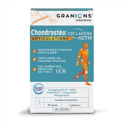 Granions Chondrosteo Joints Collagen Activ, MSM, VITAMINES C et D, MANGANESE   30 Capsules   14g