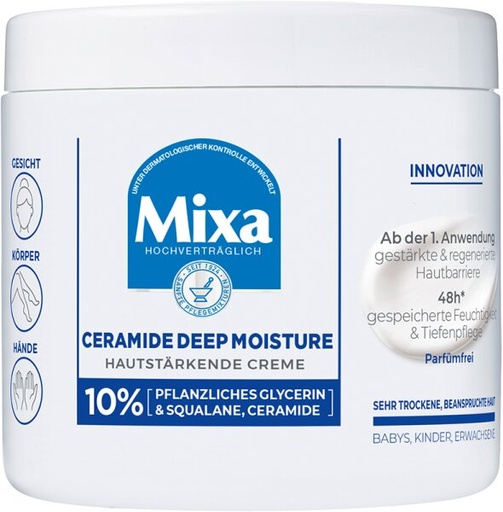 MIXA Ceramide Deep Moisture Hautstärkende Creme Für Gesicht, Körper Und Hände Körpercreme 400ml