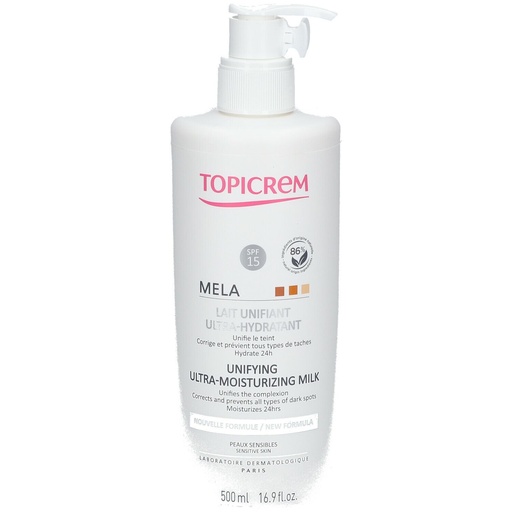 TOPICREM Mela Ultra-moisturizing Unifying Body Milk SPF15+ 500 Ml